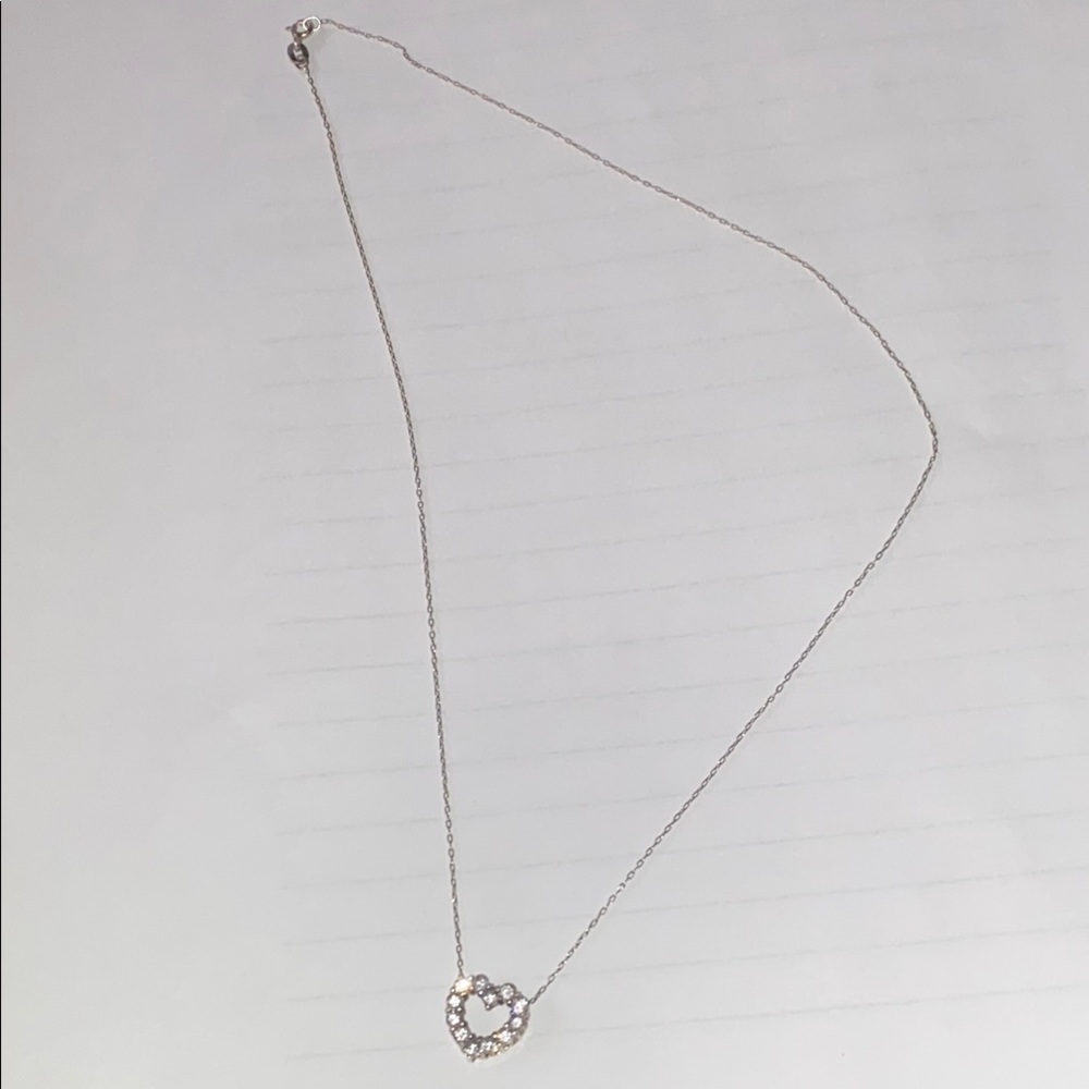 Elegant Silver Heart Diamond Necklace